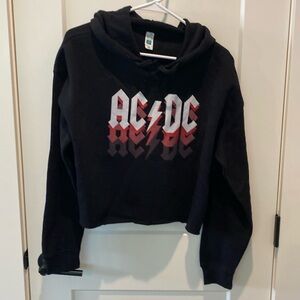 Lane Seven Ladies Hoodie.  Cut off at Bottom.  AC/DC Across‎ Front.  Size Medium